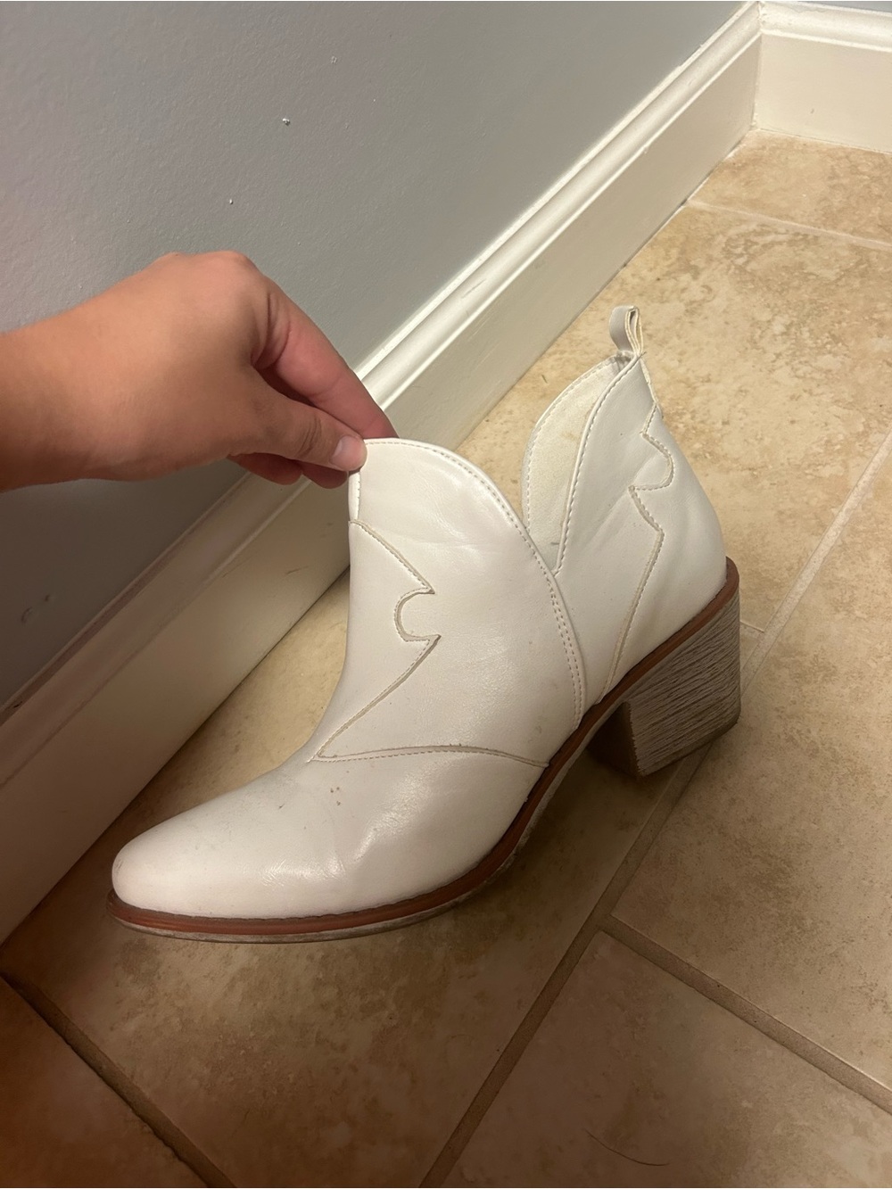 Pair of white boots